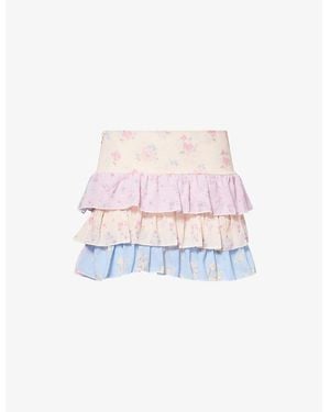 Gracejacob Cici Ruffle Woven Mini Skirt - Pink