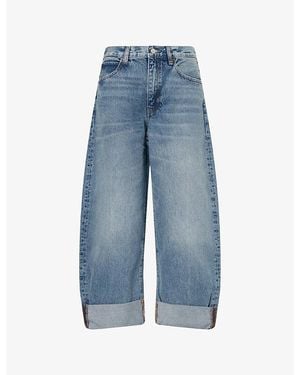 FRAME The Bubble Curved Cotton Denim Jeans - Blue