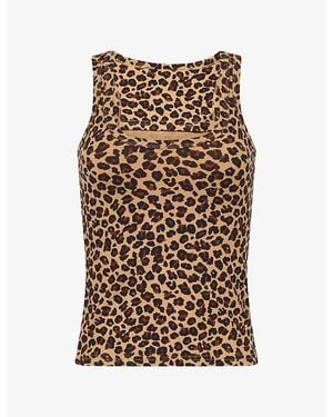 Never Fully Dressed Print Scoop-Neck Ribbed Tank Top - Brown