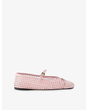 Prada Triangle-Logo Crochet Ballerina Flats - Pink