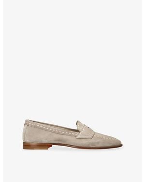 Santoni Marlene Suede Loafers - Natural