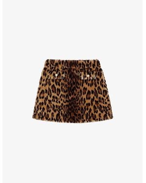 Maje Leopard-Print Faux-Fur Mini Skirt - Brown