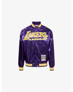 A Bathing Ape Nba Lakers Logo-Embroidered Satin Jacket - Blue