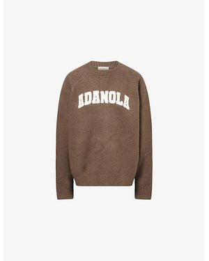 ADANOLA Varsity Boucle-Logo Cotton And Wool-Blend Oversized Jumper - Brown