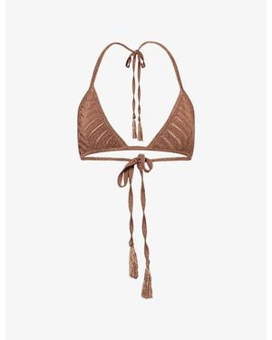 Devon Windsor Lucinda Triangle Woven Bikini Top - Brown