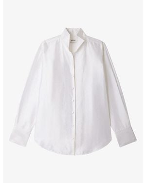Sandro Oversized Pointed-Lapel Silk Shirt - White