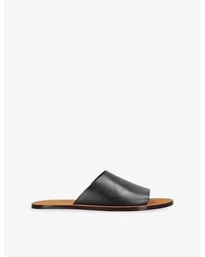 The Row Charlie Leather Slide Sandals - Black