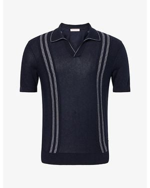 Orlebar Brown Horton Contrast-Stripe Silk-Blend Polo Shirt - Blue