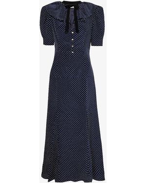 Alessandra Rich Poka-dot Regular-fit Silk Maxi Dress - Blue