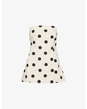 4th & Reckless Athena Polka-Dot Woven Bandeau Top - White