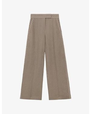 Reiss Mila Wide-Leg High-Rise Linen Pants - Brown