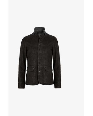 AllSaints Survey Double-Layered Leather Blazer - Black