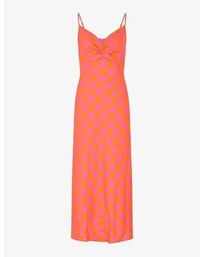OMNES Blossom Geo-Print Strappy Woven Maxi Dress - Red