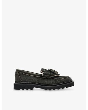 AllSaints Skiff Tassel Suede Loafers - Black