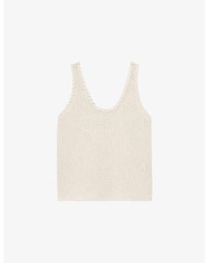 Reiss Carla Scoop-Neck Crochet Cotton-Blend Tank Top - White