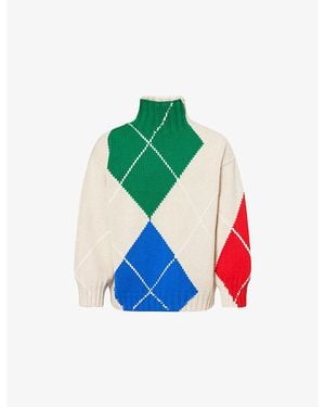 JW Anderson X Pringle Of Scotland Turtleneck Argyle Wool Jumper - Green