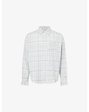 Palmes Checked Wrinkle Cotton And Linen-Blend Shirt - White
