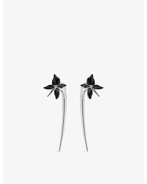 Shaun Leane Orchid Flower Sterling- And Diamond Hook Earrings - Metallic