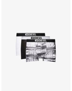 DIESEL Logo-Waistband Pack Of Three Stretch-Cotton Boxers - Black