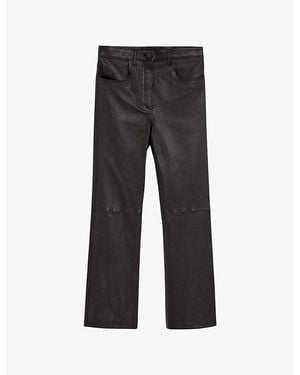 JOSEPH Duke Flared-Leg Mid-Rise Leather Trousers - Black