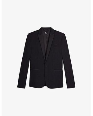 The Kooples Regular-Fit Single-Breasted Wool Blazer - Blue