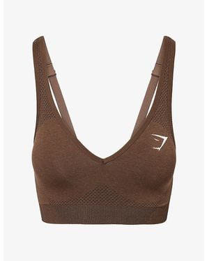 GYMSHARK Vital V-Neck Sports Bra - Brown