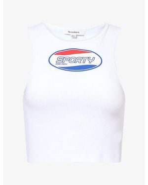 Sporty & Rich Britney Logo-Print Cotton Tank Top - White