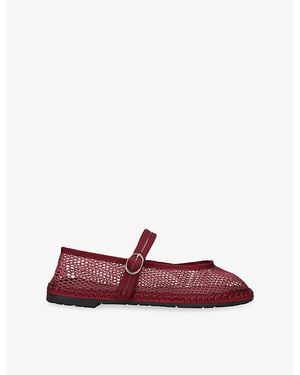 Flabelus Isabella Mesh Mary-Jane Flats - Red