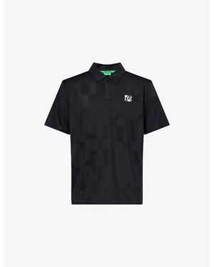 Malbon Performance Mesh Panelled Woven Polo T-Shirt - Blue