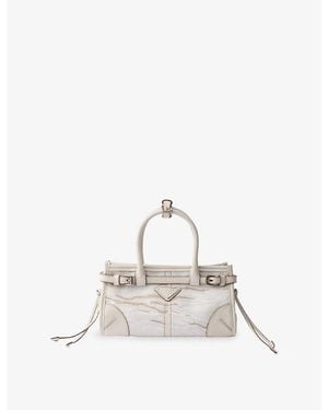 Prada Bonnie Small Printed Linen And Leather Shoulder Bag - White