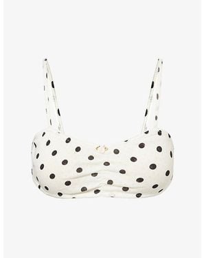 THE NAP CO Pointelle Cotton-Knit Crop Top - Metallic