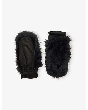 Goldbergh Hill Faux-Fur Leather Mittens - Black
