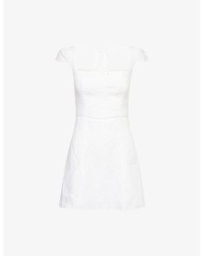 Reformation Loula Square-Neck Linen Mini Dress - White