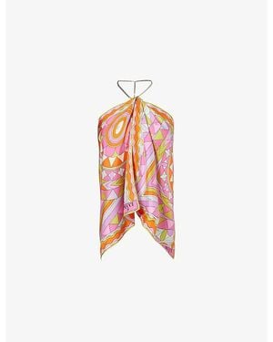 PUCCI Printed Chain Halter-Neck Silk Top - Pink