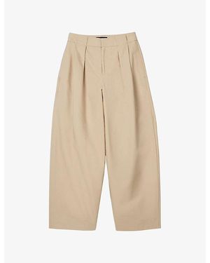 Whistles Pleated Barrel-Leg Cotton Pants - Natural