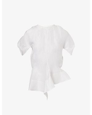 KHAITE Rumi Peplum Silk-Organza Top - White