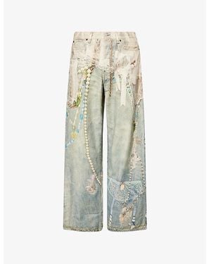 Acne Studios Goth Cute Wide-Leg Graphic-Print Denim Jeans - Multicolour