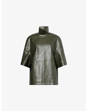 Frankie Shop Delancey Croc Faux-Leather Top - Green