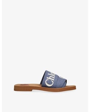 Chloé Woody Canvas Sandals - Blue
