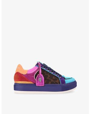 Kurt Geiger Southbank Tag Leopard Leather Trainers - Purple