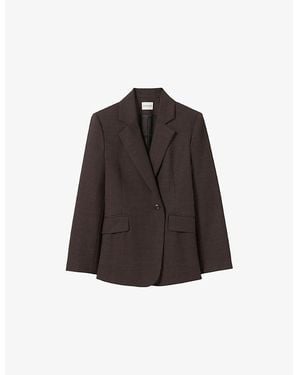 Claudie Pierlot Single-Breasted Side-Pocket Wool-Blend Blazer - Brown