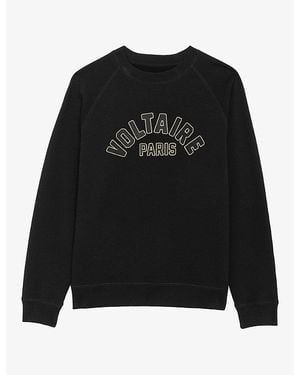 Zadig & Voltaire Sunca Logo-Embroidered Cotton Sweatshirt - Black