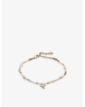 La Maison Du Couturier With Love Darling 14Ct-Plated Remelted Brass, Pearl And Glass Bracelet - Metallic