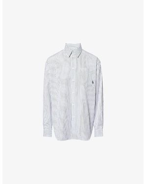 Sporty & Rich Striped Oversized Cotton-Poplin Shirt - White