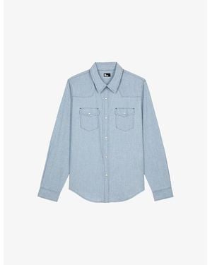 The Kooples Yoke-Detail Faded Denim Shirt - Blue