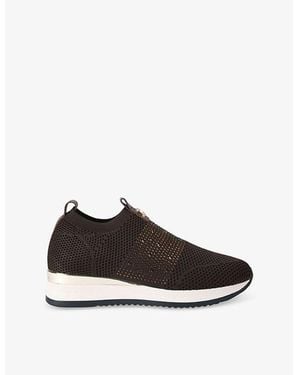 Carvela Kurt Geiger Janeiro 2 Crystal-Embellished Knitted Low-Top Trainers - Black