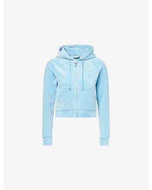 Juicy Couture Madison Crystal-Logo Velour Hoody - Blue