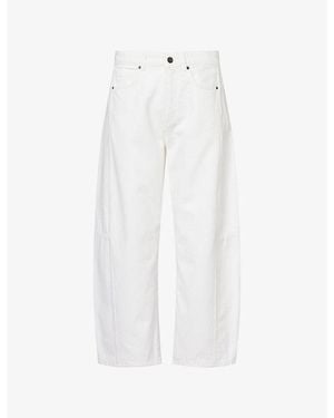 ME+EM Cropped Wide-Leg Denim Jeans - White