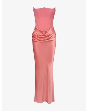 House Of Cb Persephone Corset Woven Maxi Dress - Pink
