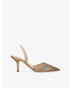 Rodo Assia 75 Crystal-Embellished Heeled Slingbacks - Metallic